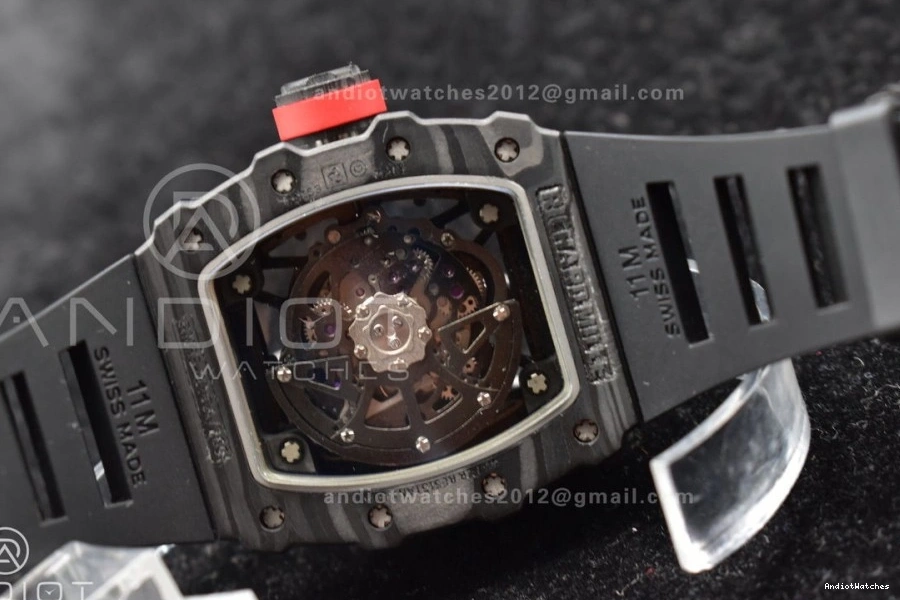 Black MIYOTA Best KUF Dial Strap Rubber Edition Red 1026 RM035-02 Skeleton Supportive on 0514
